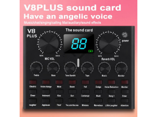 V8 Plus Live Sound Card with Audio Cable USB Cable BT Accompaniment Sound Effects
