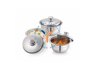 Neelam Stainless Steel Serving Bowl Set (3 Pieces)